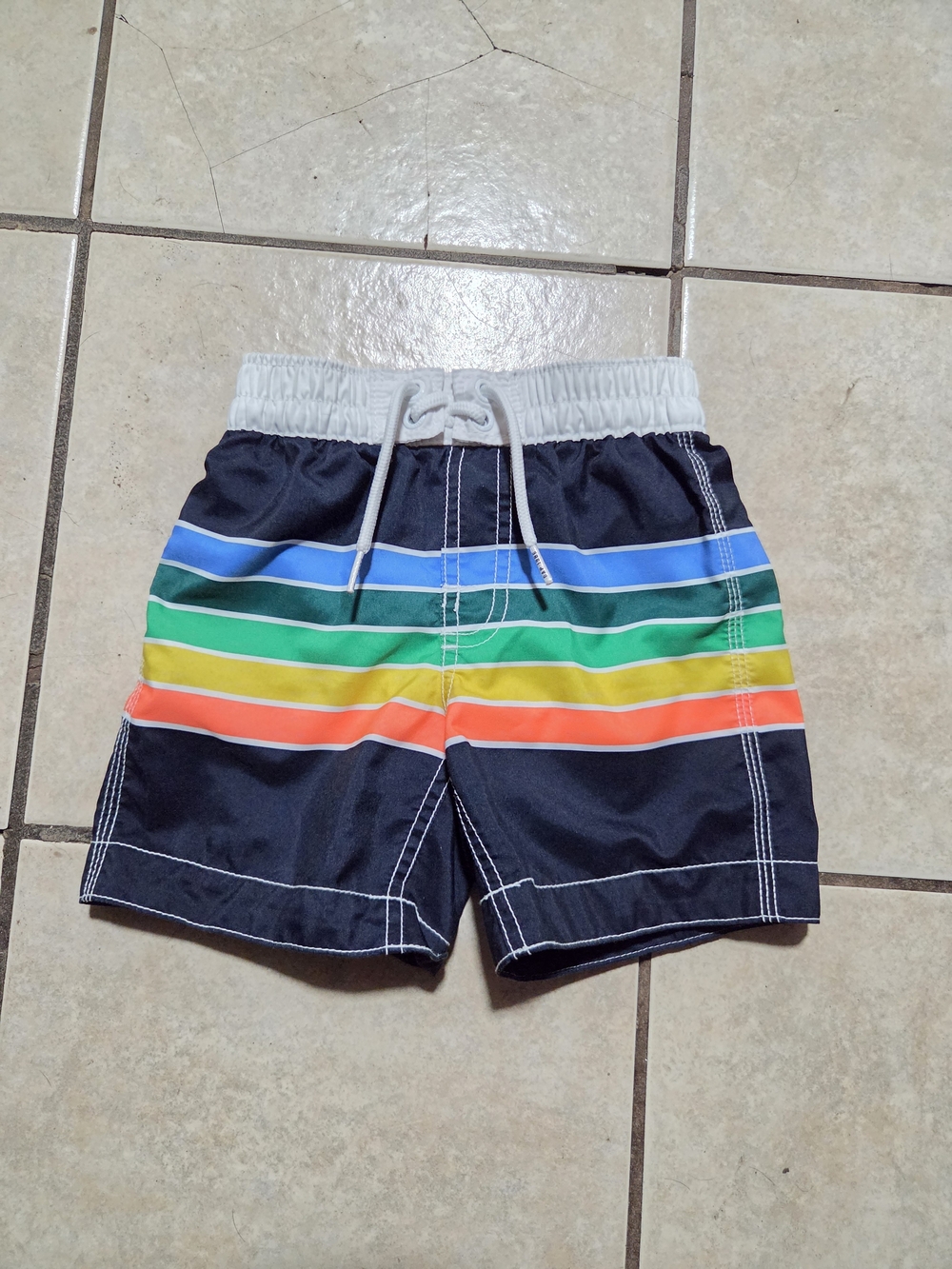 Kids Gap 3t Navy Swim Shorts with Rainbow Stripes